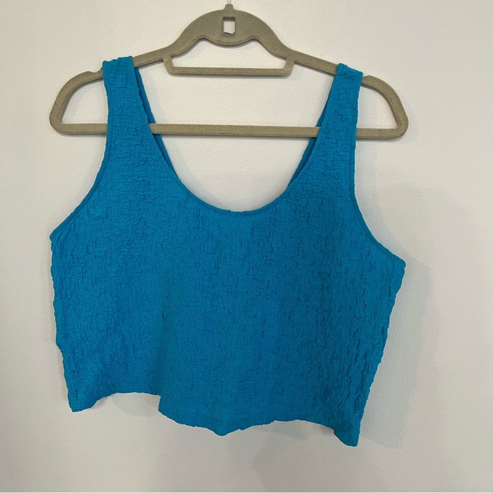 A new day Women Tank top Puckered  Slim Fit Scoop Neck Blue Size XL